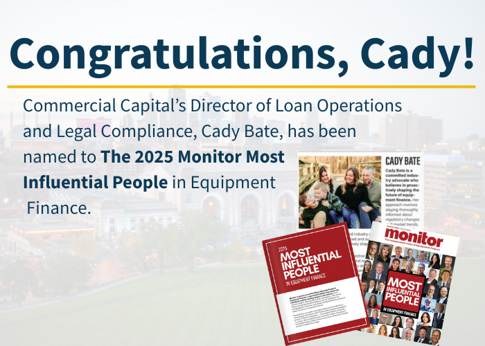 Commercial Capital Company’s Cady Bate Named to Monitor’s Most Influential in Equipment Finance